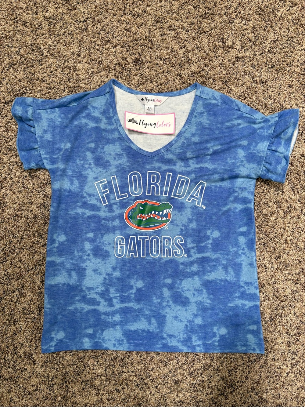 Florida Gators Women's Blue Tie-Dye V-Neck Tee